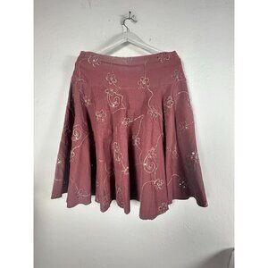 Vertigo Paris Womens Embroidered Floral A-Line Knee Length Skirt 10 Maeve Cotton